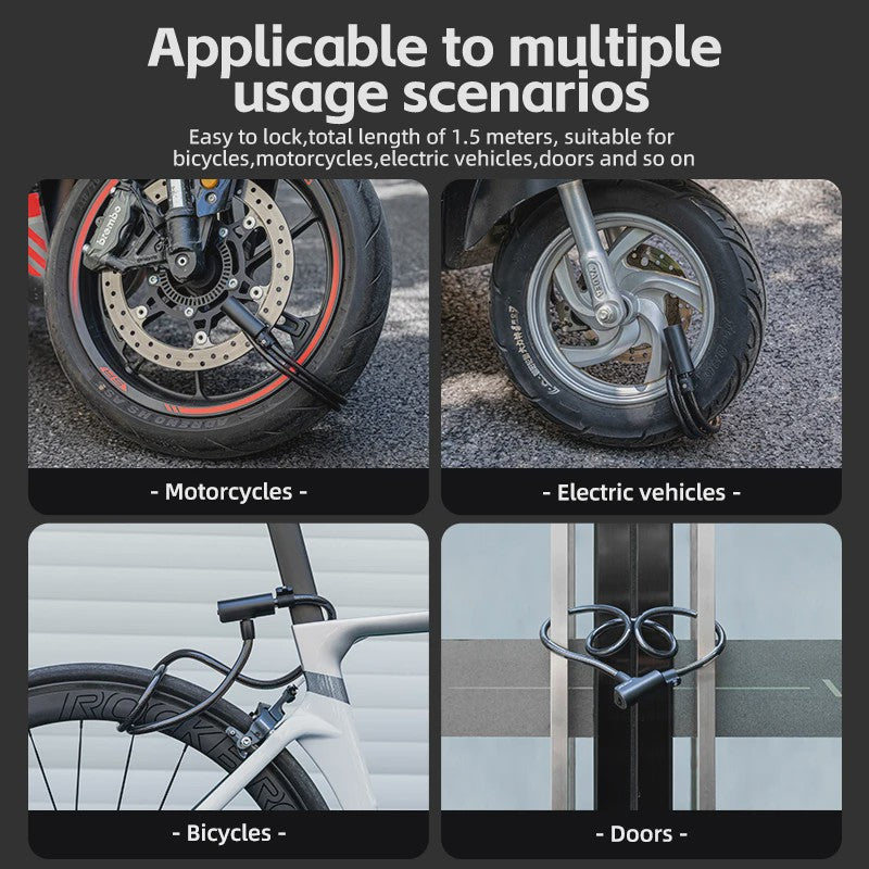 ROCKBROS Draagbaar Fiets Kabel Diefstalbeveiliging Slot met Sleutels - Zinc Alloy