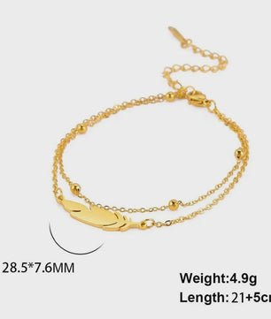 Dames Anklet Hart & Veer | Roestvrij Staal Multi-layer Ketting
