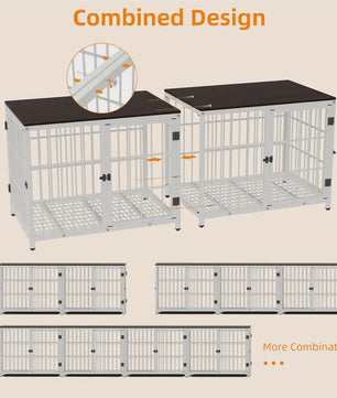 Stijlvolle Hondenbench Meubel - Houten Tafeltje met Metalen Frame en 3 Deuren