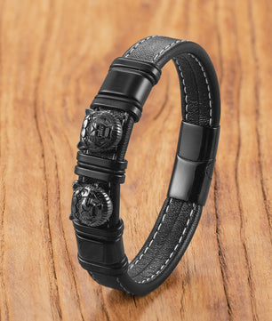 Unieke Roestvrijstalen & Leren Armband - Stijlvol Unisex Sieraad