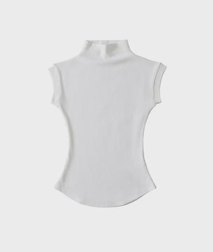 Dames Zomer Mouwloze Turtleneck Top - Slim Fit Basic T-shirt