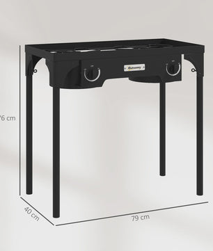 Outsunny Draagbaar Dubbel Propaan Gasfornuis - 92000 BTU/u - Afneembare Poten voor Buiten & Camping
