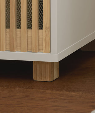 Smalle Hoge Badkamerkast met Planken - Wit & Houtkleur - 33x165x33 cm