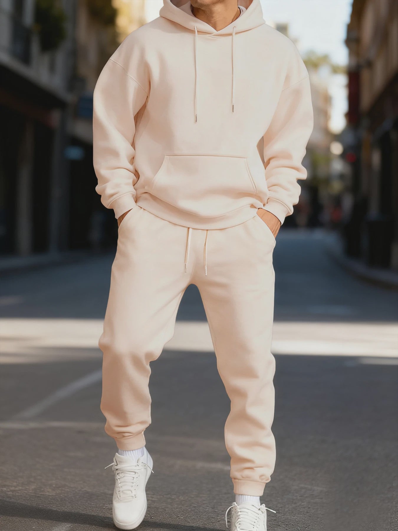 Unisex Fleece Hoodie Set - Casual Sportkleding voor Heren & Dames