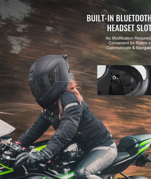 Full Face Motorhelm met Bluetooth Slot & Verwisselbare Lens - Veilig & Comfortabel voor Volwassenen