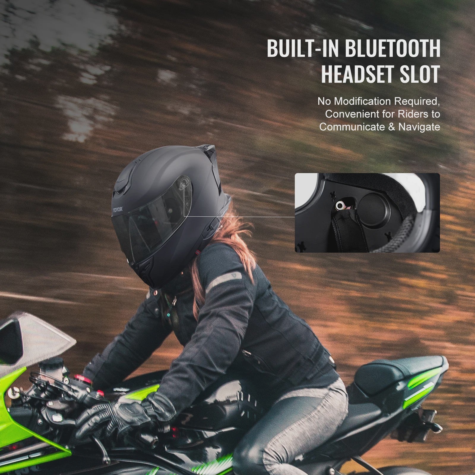 Full Face Motorhelm met Bluetooth Slot & Verwisselbare Lens - Veilig & Comfortabel voor Volwassenen
