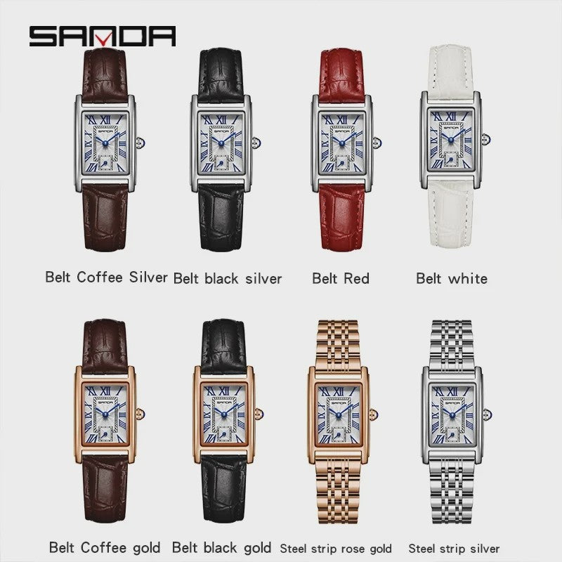SANDA 1116 Elegante Dameshorloge Rechthoekig - Waterdicht & Stijlvol