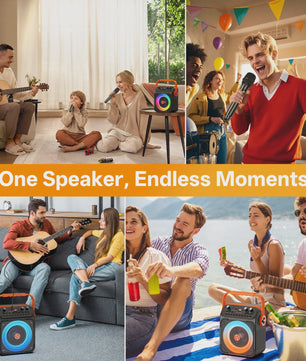 Draagbare Karaoke Machine met 2 Draadloze Microfoons en Bluetooth - Feest Speaker met Echo