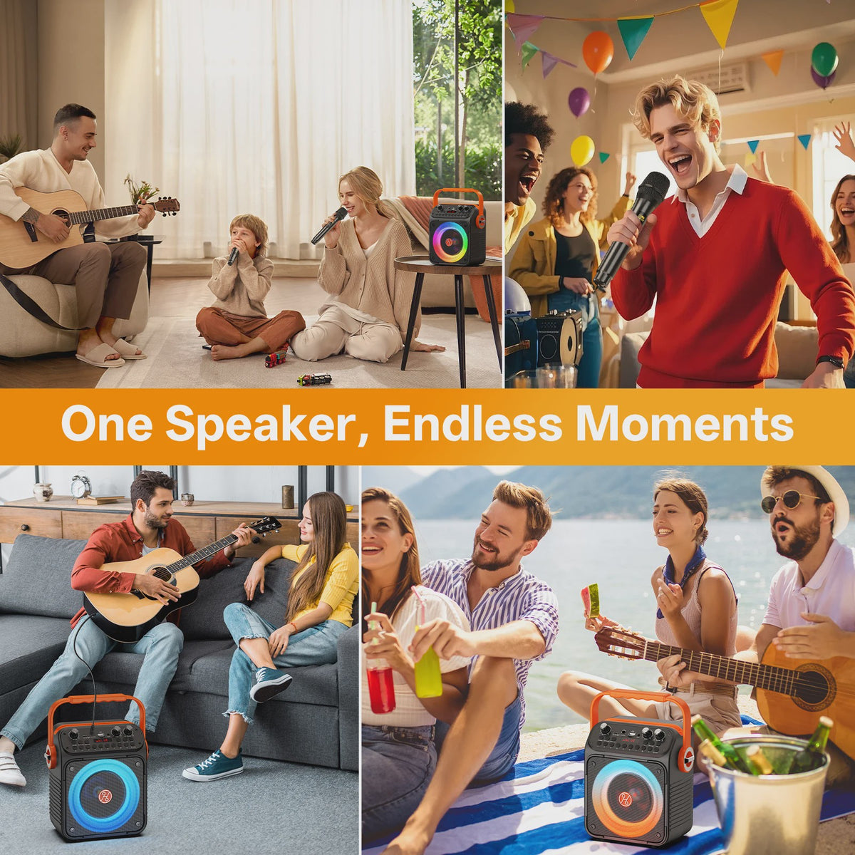 Draagbare Karaoke Machine met 2 Draadloze Microfoons en Bluetooth - Feest Speaker met Echo