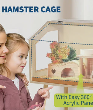 Ruime Houten Kooi voor Kleine Huisdieren met Acryl Raam en Openbare Top