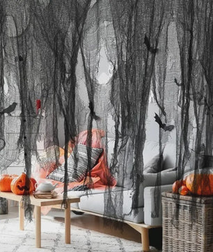 Zwarte Creepy Cloths voor Halloween Decoratie - 76x198cm Spookachtige Gaasdoeken