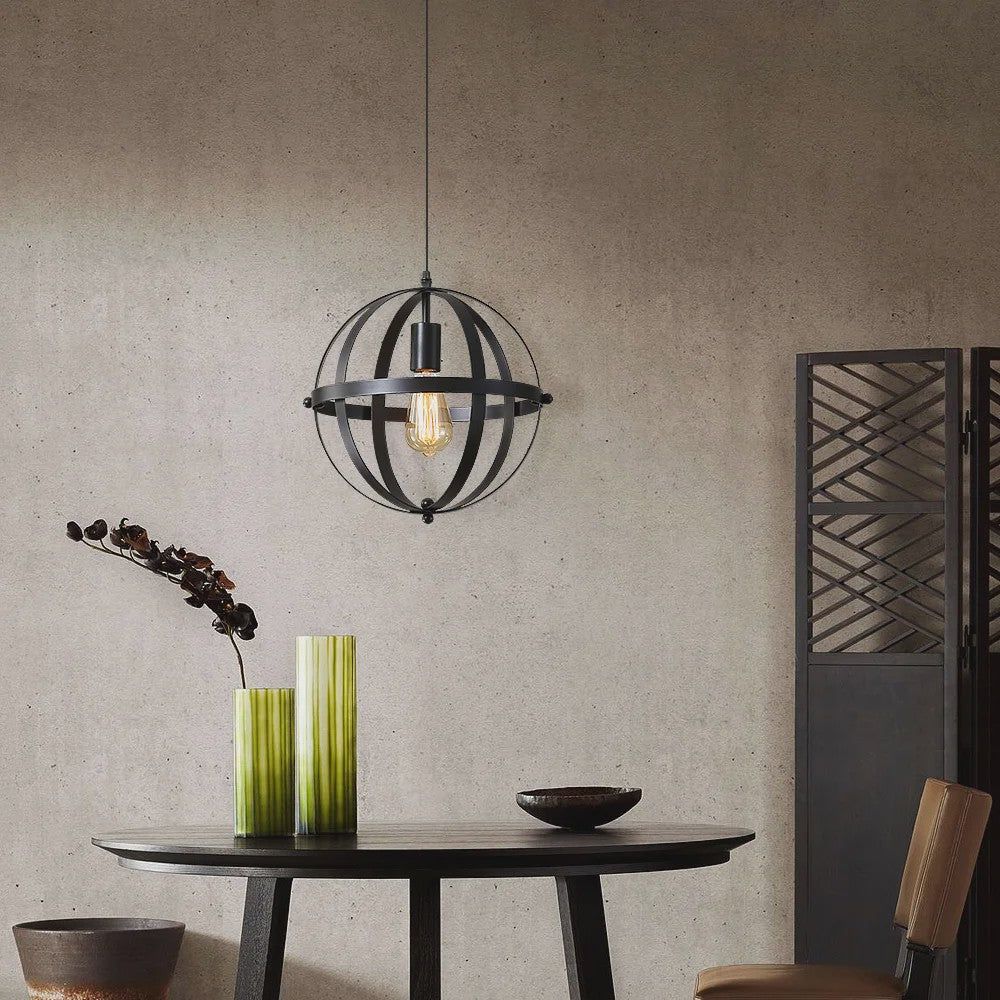 Industriële Metalen Hanglamp - Sfeervolle Bolvormige Kooi Lamp met E27 Fitting
