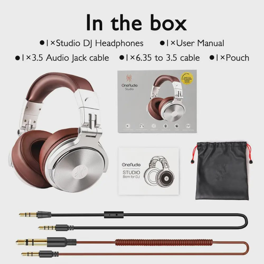 OneOdio Studio DJ Koptelefoon - Over-Ear, Hi-Res Audio, Ingebouwde Microfoon, 3.5mm/6.35mm