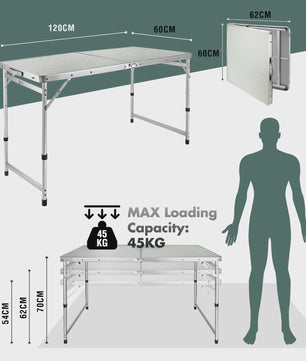 Opvouwbare Aluminium Tafel - Verstelbare Hoogte voor Camping, Tuin & Picknick