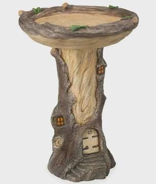 Antiek Vogelbad met Uilen Design - Decoratieve Tuinfontein van Polyresin
