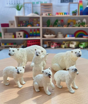 Set van 6 Realistische IJsbeer Miniatuur Figuren - Speelgoed & Taartdecoratie