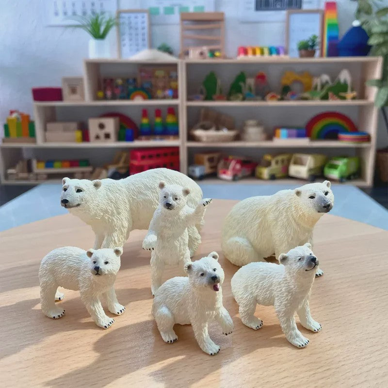 Set van 6 Realistische IJsbeer Miniatuur Figuren - Speelgoed & Taartdecoratie