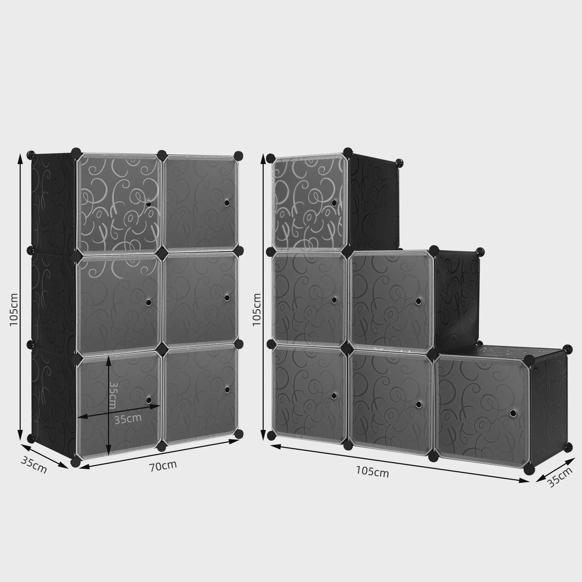 Stapelbare Schoenenkast met 6 Deuren - Modulaire Opbergboxen