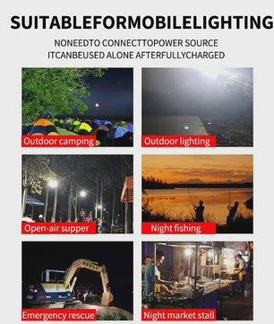 Draagbare LED Noodlamp met Zonnepaneel & USB - Oplaadbaar, Energiezuinig, voor Camping & Tuin