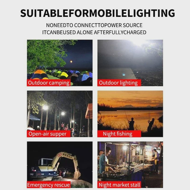 Draagbare LED Noodlamp met Zonnepaneel & USB - Oplaadbaar, Energiezuinig, voor Camping & Tuin