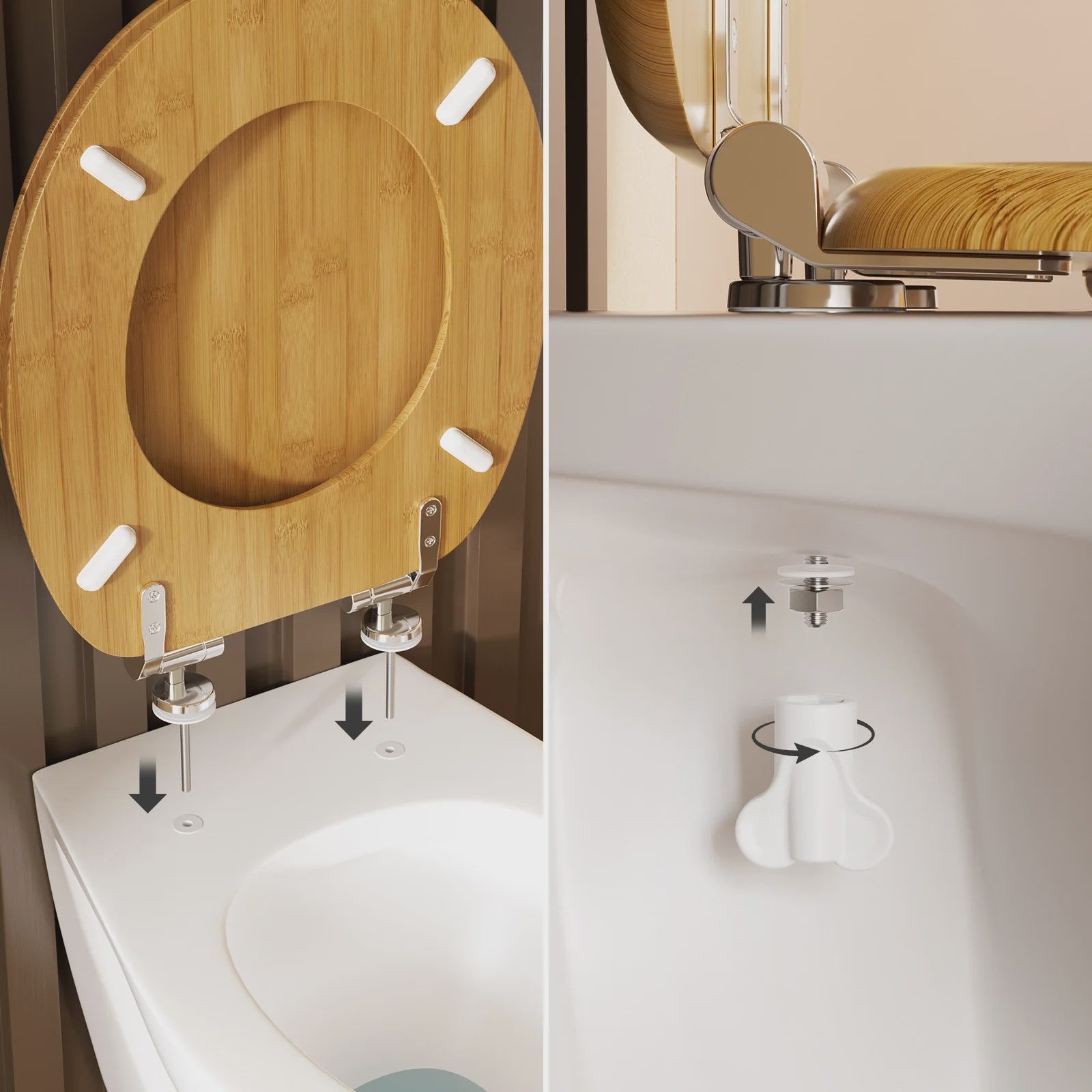 Toiletzitting O-vorm met soft-close en bamboe-look – Antibacterieel & Duurzaam