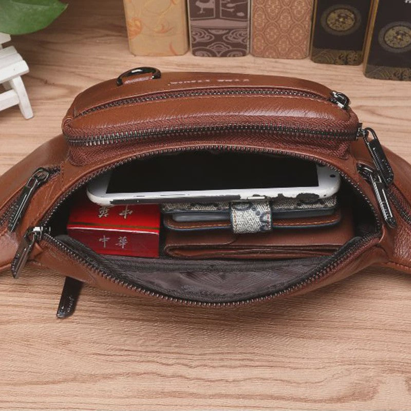 Luxe Leren Heuptas Heren - Retro Stijl Crossbody & Schoudertas