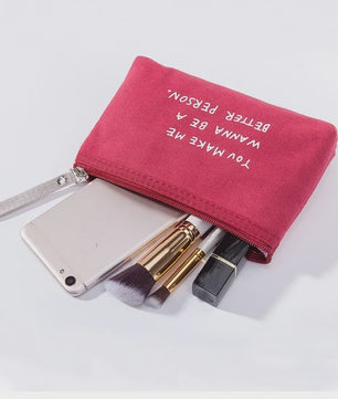 Schattige Canvas Make-up Tas met Stippenprint - Make-up & Toiletartikelen Organizer