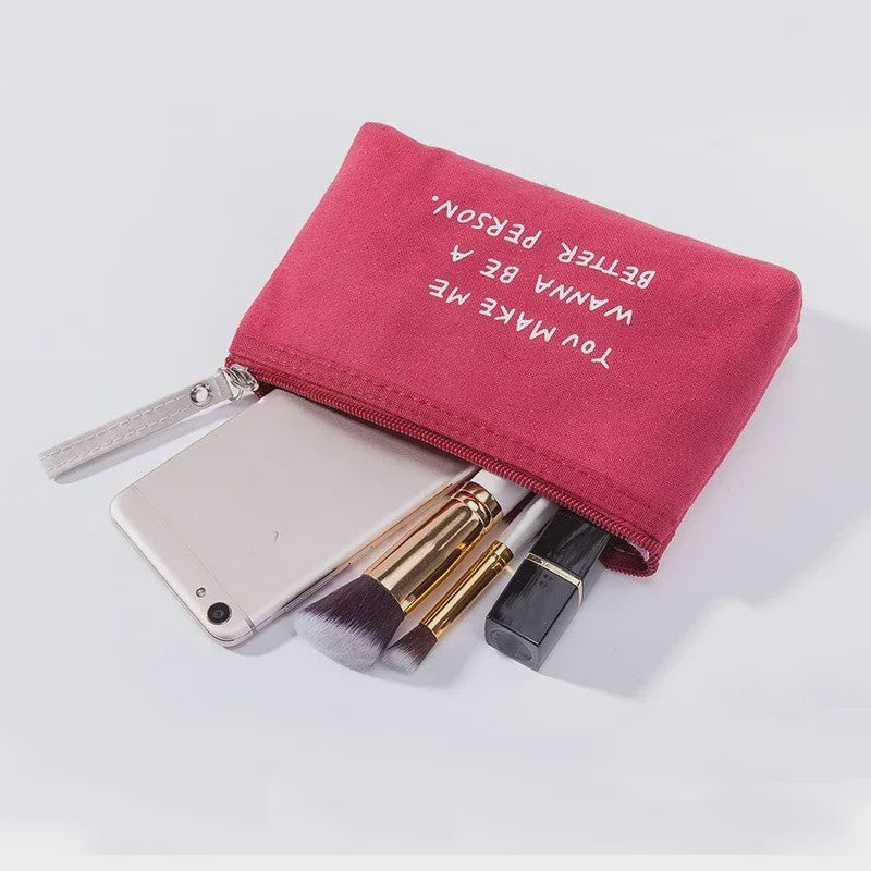 Schattige Canvas Make-up Tas met Stippenprint - Make-up & Toiletartikelen Organizer