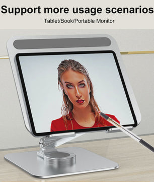 Verstelbare Aluminium Laptopstandaard met 360° Rotatie & Anti-slip Basis - Ideaal voor Laptop, Tablet & Monitor