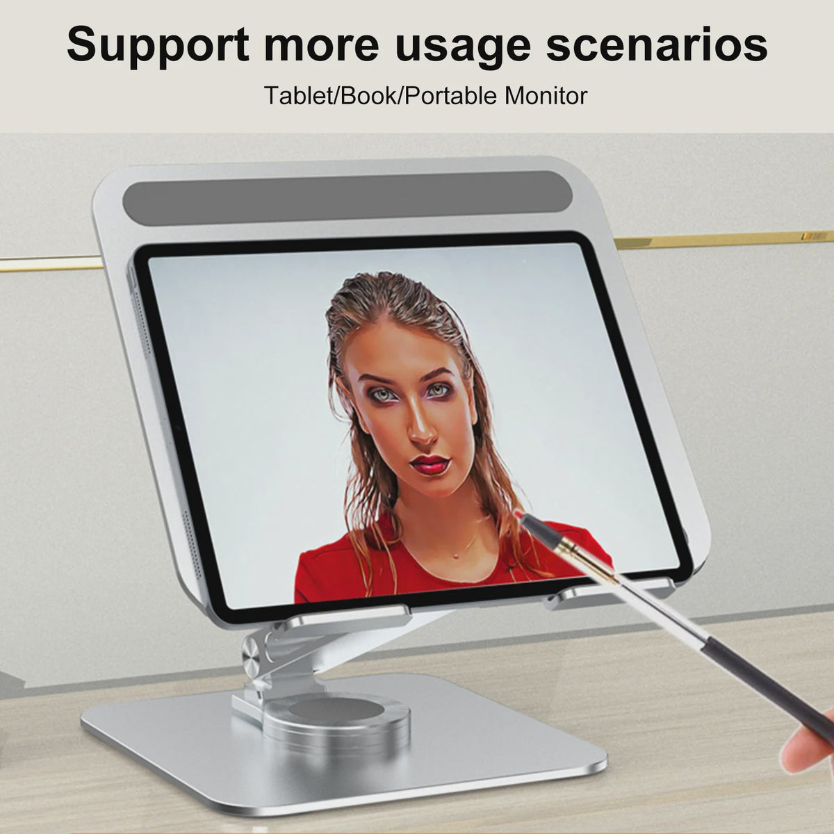 Verstelbare Aluminium Laptopstandaard met 360° Rotatie & Anti-slip Basis - Ideaal voor Laptop, Tablet & Monitor