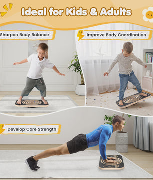 Houten Balansbord met Anti-Slip Oppervlak & Maze Spel - Balans, Core & Fitness