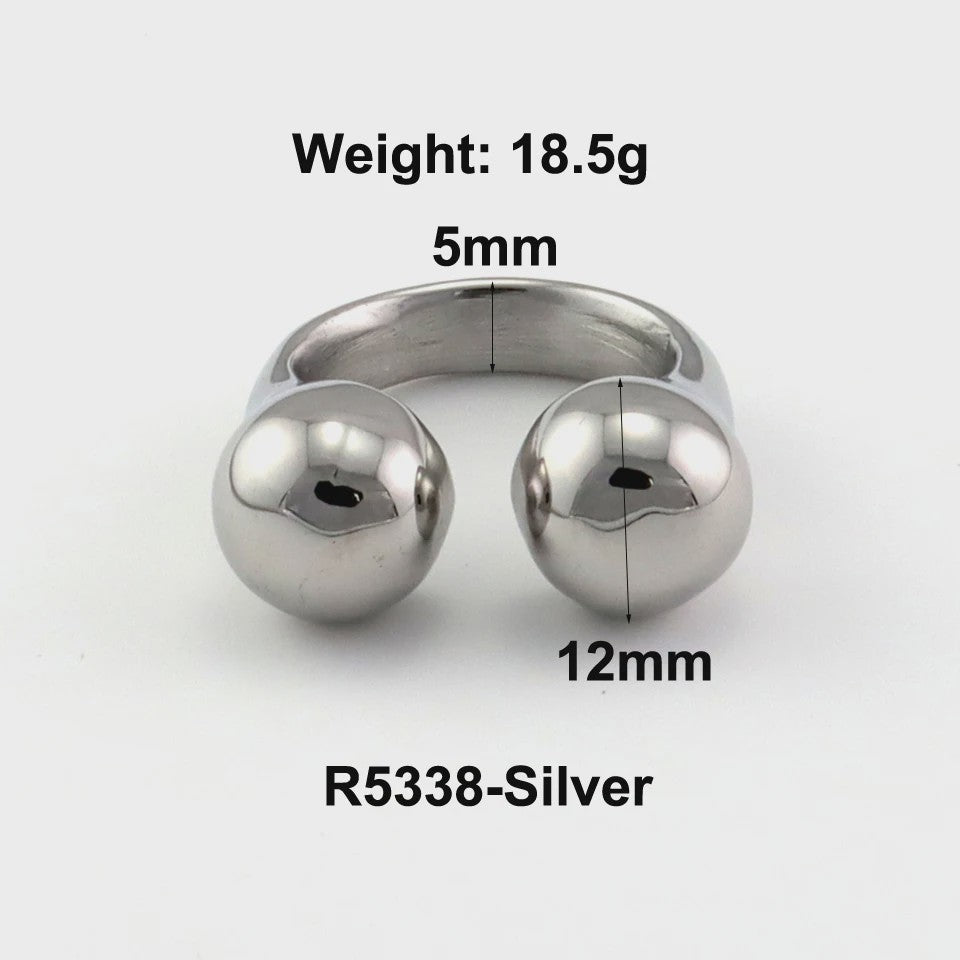 Nieuw Design Geometrische Kralen Ring - Roestvrij Staal Dames Sieraden