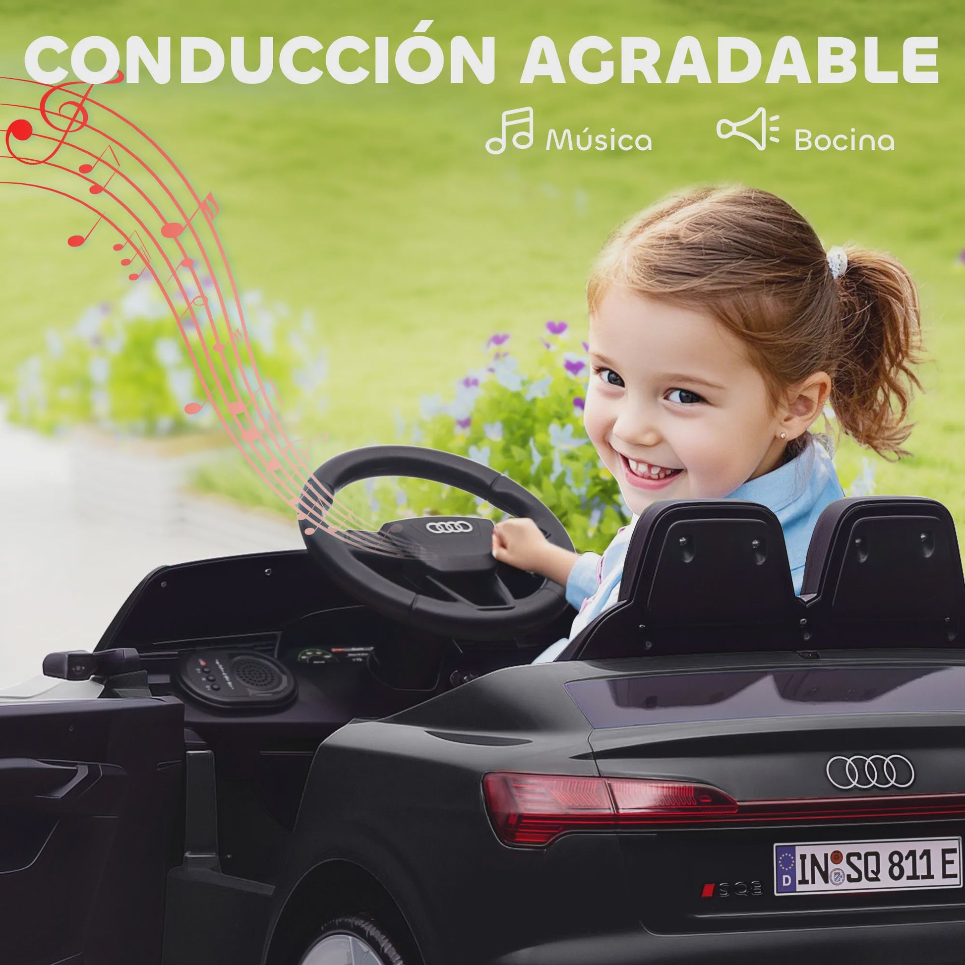 Elektrische Kinderauto Audi Q8 E-tron Sportback - Licentie, Afstandsbediening, Licht & Geluid - Grijs