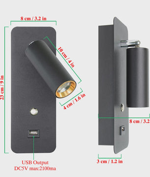 Moderne LED Wandlamp 7W met USB-poort en Schakelaar - Scandinavisch Design voor Slaapkamer & Woonkamer