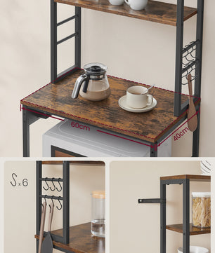 Keukenrek met 6 etages, ingebouwde stopcontacten en USB-poorten - 60x40x169 cm