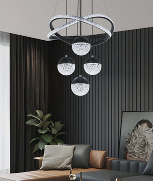 Moderne LED Plafondlamp Goud - Drie Kleuren Licht - Verstelbare Hanglamp voor Woonkamer & Eetkamer