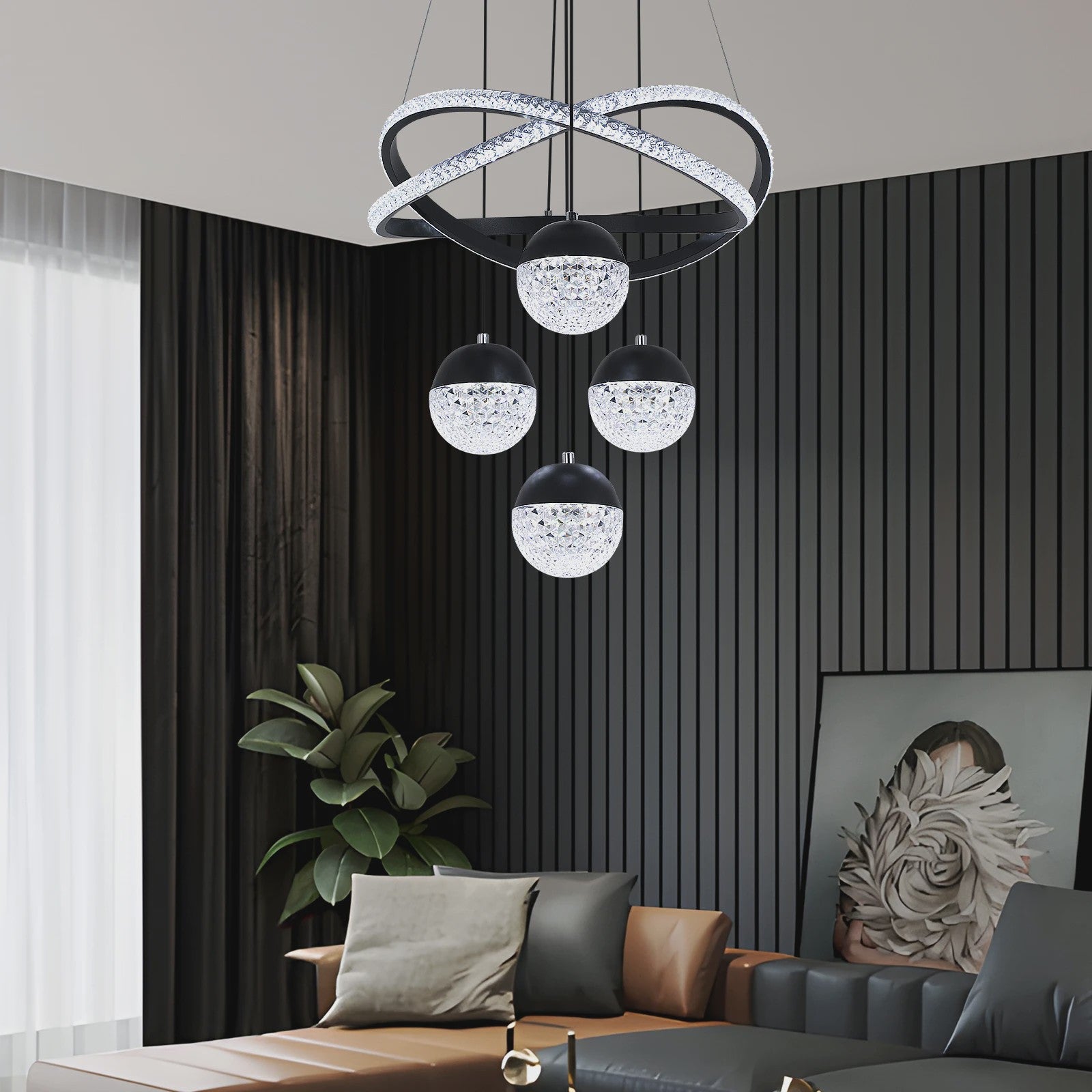 Moderne LED Plafondlamp Goud - Drie Kleuren Licht - Verstelbare Hanglamp voor Woonkamer & Eetkamer