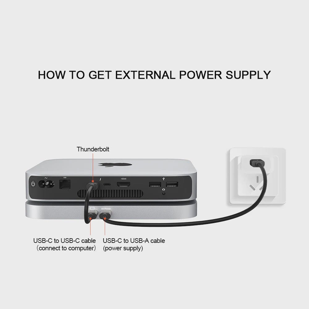 Qwiizlab USB-C Hub Docking Station voor Mac Mini M2/M1 met Dubbele Drive Enclosure & Card Reader