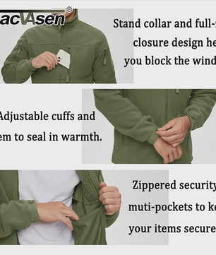 TACVASEN Heren Fleece Jas - Warm, Winddicht & Praktisch met Meerdere Zakken