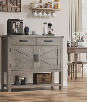 Moderne Landelijke Console Tafel met Koffiebar - 2 Lades, 2 Deuren & Open Plank
