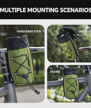 ESLNF Fiets Fleshouder & Tas - Waterdicht, Universeel Montage, Groen