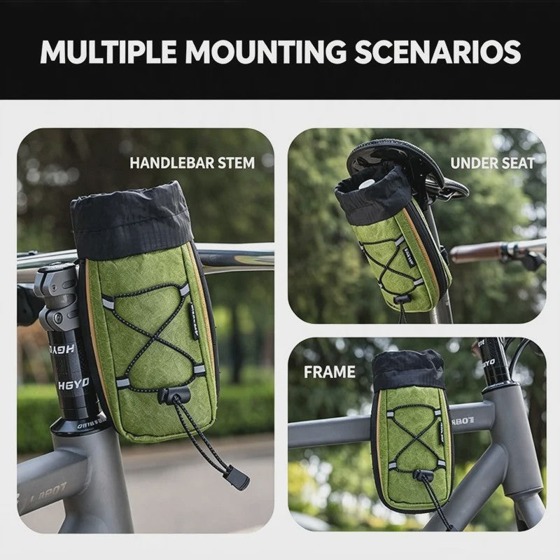 ESLNF Fiets Fleshouder & Tas - Waterdicht, Universeel Montage, Groen