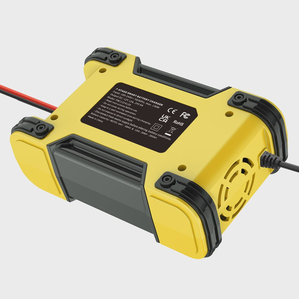 Foxsur Slimme Automatische Acculader 12V/24V met Digitaal Display en Reparatie Modus