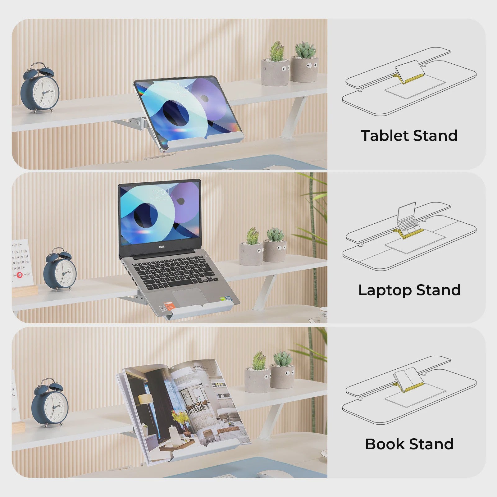 Elektrisch Verstelbaar Bureau met Lade en Monitor/Tablet Stand - Wit