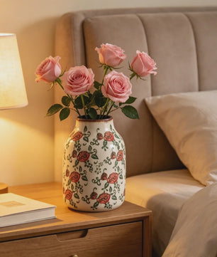 Handgemaakte Keramische Vaas met Vintage Chinese Bloemenprint - Decoratief Porselein