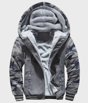 Warme Heren Winterjas met Camouflageprint en Fleece Voering - Casual Hooded Jacket