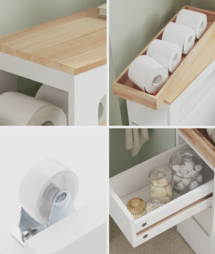 Smalle Badkamerkast met 3 Lades en Afneembare Tray - Houten Bovenblad