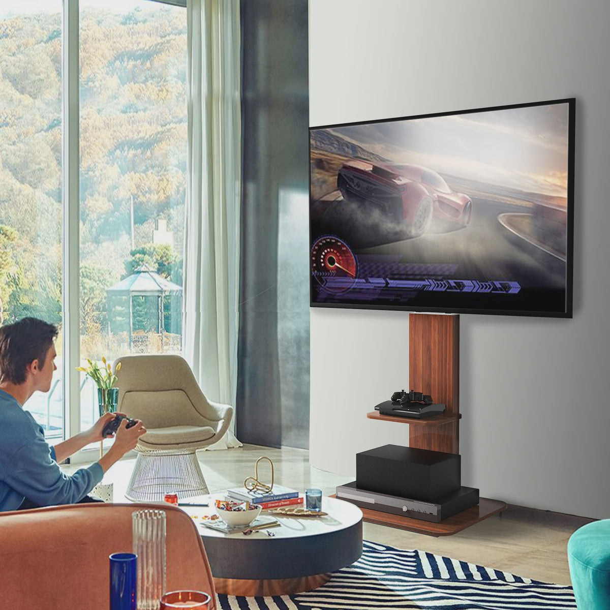 Robuuste TV Voet met 5 Hoogte Niveaus | Verstelbare TV Standaard voor 32-65 Inch Schermen