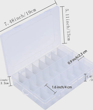 Opbergdoos 24 Vakjes voor Borduur- en Knutselgaren - Transparant Plastic Organizer