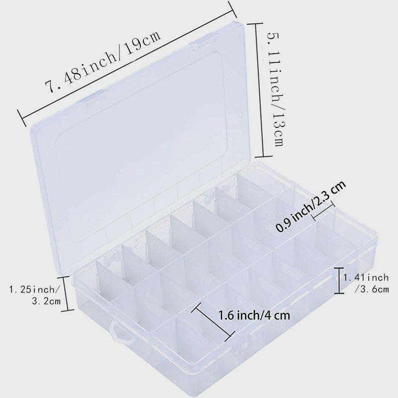 Opbergdoos 24 Vakjes voor Borduur- en Knutselgaren - Transparant Plastic Organizer